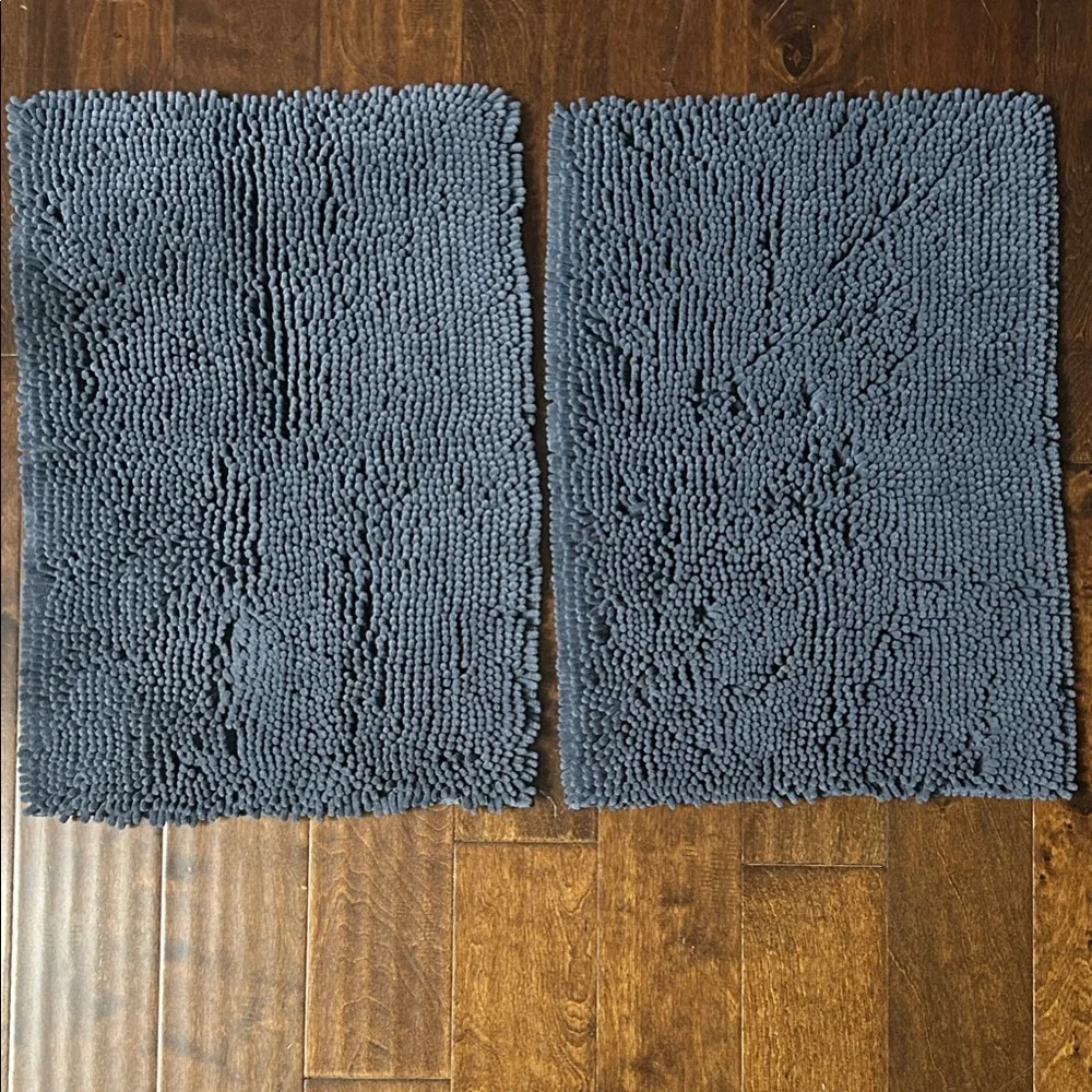 Plush Muted Blue Color Bath Mats
